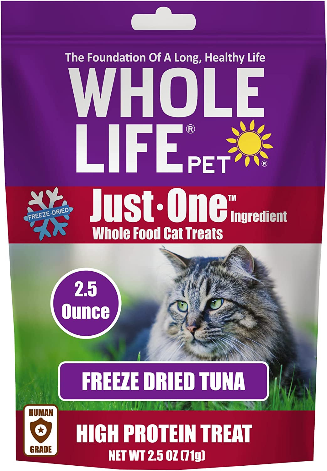 Whole Life Pet Just One Tuna - Cat Treat or Topper - Human Grade, Freeze Dried, One Ingredient - Protein Rich, Grain Free, Made in the USA