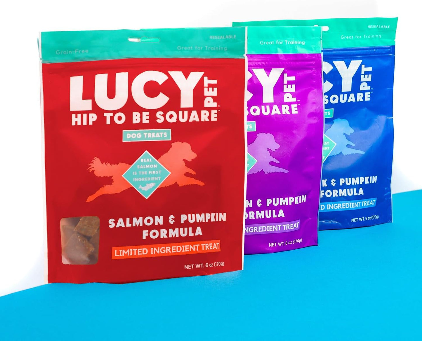 Lucy Pet Hip to Be Square Salmon and Pumpkin Dog Treats 6Oz